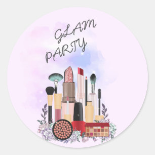Elegante Blush Girly Pink Make-up Artiest Glamour Ronde Sticker