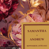 Elegante Blush Gold Bourgogne Trouwpapier Servette Servet