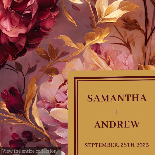 Elegante Blush Gold Bourgogne Trouwpapier Servette Servet