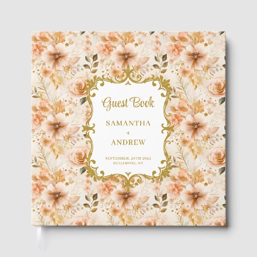 Elegante Blush Gold bruiloft gastenboek onderteken (Voorkant)
