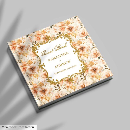 Elegante Blush Gold bruiloft gastenboek onderteken