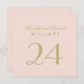 Elegante Blush Gold bruiloft Monogram Tafelnummer (Voorkant / Achterkant)