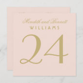 Elegante Blush Gold bruiloft Monogram Tafelnummer (Voorkant / Achterkant)