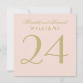Elegante Blush Gold bruiloft Monogram Tafelnummer (Achterkant)