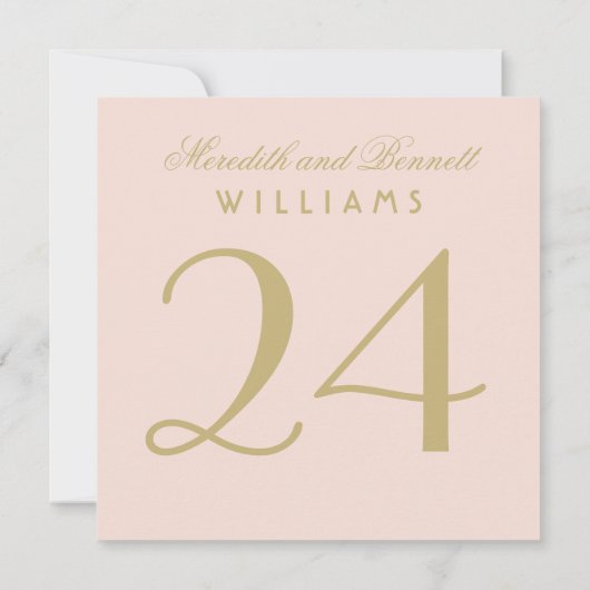 Elegante Blush Gold bruiloft Monogram Tafelnummer (Achterkant)