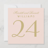 Elegante Blush Gold bruiloft Monogram Tafelnummer (Voorkant)