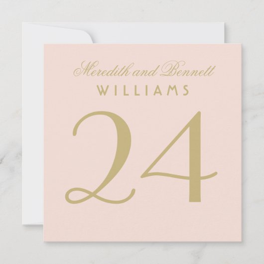 Elegante Blush Gold bruiloft Monogram Tafelnummer (Voorkant)