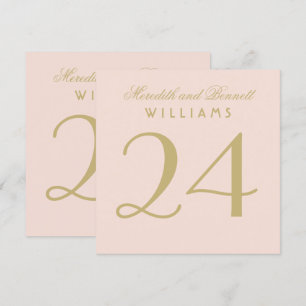 Elegante Blush Gold bruiloft Monogram Tafelnummer
