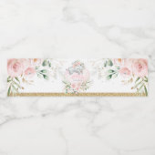Elegante Blush Gold Floral Baby Olifantsdouche Waterfles Etiket (Enkel label)