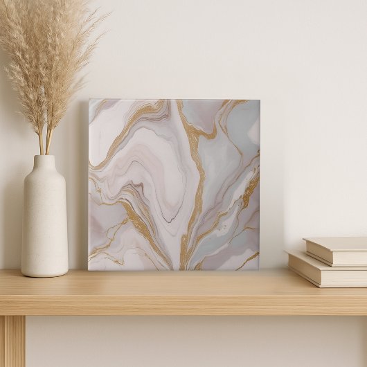 Elegante Blush & Gold Marble Keramische Tegel Tegeltje