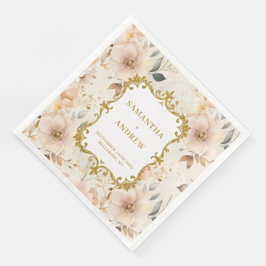 Elegante Blush Goud Trouwpapier Servetten (Hoek)