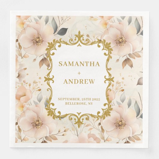 Elegante Blush Goud Trouwpapier Servetten (Voorkant)