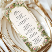 Elegante Blush Gouden Bloemenboog Vintage bruiloft Menu