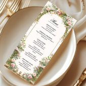 Elegante Blush Gouden Bloemenboog Vintage bruiloft Menu