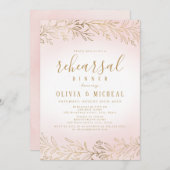 Elegante blush gouden botanische repetitie diner kaart (Voorkant / Achterkant)