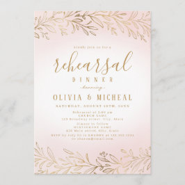 Elegante blush gouden botanische repetitie diner kaart