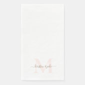 Elegante Blush & Gouden Monogram Swash Bruiloft Servet (Voorkant)