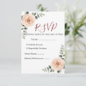 Elegante Blush & Greenery Wedding RSVP Kaart | Eve (Staand voorkant)