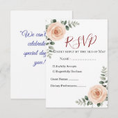Elegante Blush & Greenery Wedding RSVP Kaart | Eve (Voorkant / Achterkant)