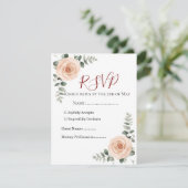 Elegante Blush & Greenery Wedding RSVP Kaart | Eve (Staand voorkant)