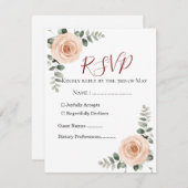 Elegante Blush & Greenery Wedding RSVP Kaart | Eve (Voorkant / Achterkant)