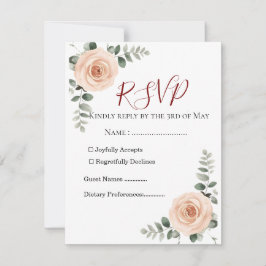 Elegante Blush & Greenery Wedding RSVP Kaart | Eve