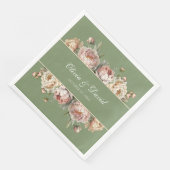 Elegante Blush groen pioenen papier servet (Hoek)