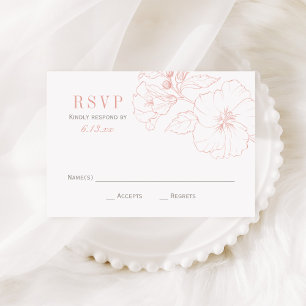 Elegante Blush Hibiscus en Grijs Bruiloft RSVP Kaartje