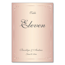 Elegante Blush Huwelijkstafel Nummers Kaart