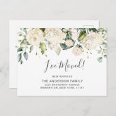 Elegante Blush Hydrangea Rozen Bewegende Aankondig Briefkaart (Voorkant / Achterkant)