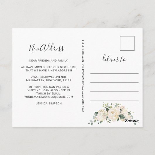 Elegante Blush Hydrangea Rozen Bewegende Aankondig Briefkaart (Achterkant)