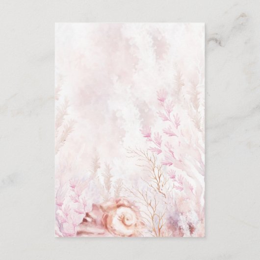 Elegante Blush Lavendel Ocean Beach bruiloft detai Informatiekaartje (Achterkant)