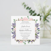 Elegante Blush Lavendel Paarse Bloemen Gouden Brui Kaart (Staand voorkant)