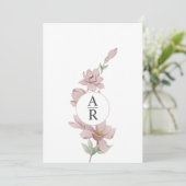 Elegante Blush Magnolia bruiloft uitnodiging (Staand voorkant)