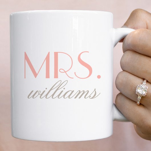 Elegante Blush Mrs Trouw Monogram Koffiemok