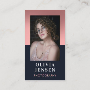 Elegante Blush & Navy professionele fotografie Visitekaartje
