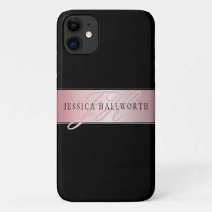 Elegante Blush Nep Rose Goud Naam & Initiaal Case-Mate iPhone Case