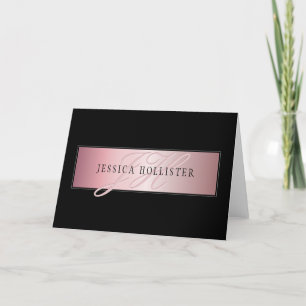 Elegante Blush Nep Rose Goud Naam & Initiaal Kaart