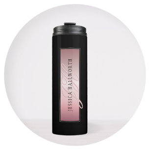 Elegante Blush Nep Rose Goud Naam & Initiaal Thermosbeker
