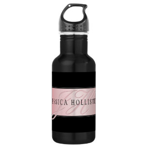Elegante Blush Nep Rose Goud Naam & Initiaal Waterfles