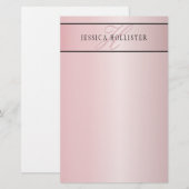 Elegante Blush Nep Rose Goud | Naam & Initialen Briefpapier (Voorkant / Achterkant)