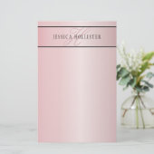 Elegante Blush Nep Rose Goud | Naam & Initialen Briefpapier (Staand voorkant)