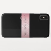 Elegante Blush Nep Rose Goud | Naam & Initialen Case-Mate iPhone Case (Achterkant (horizontaal))