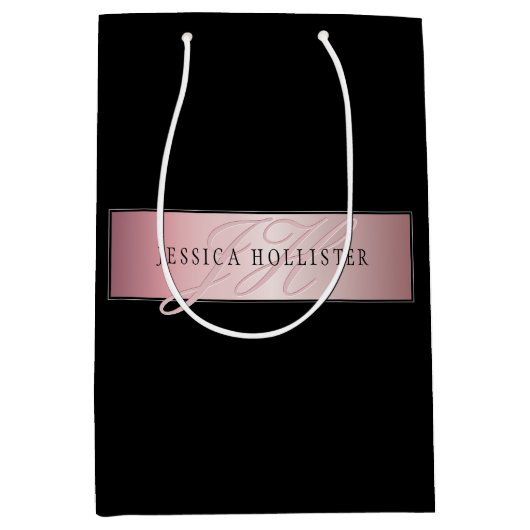 Elegante Blush Nep Rose Goud | Naam & Initialen Medium Cadeauzakje (Voorkant)