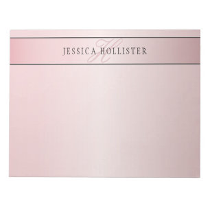 Elegante Blush Nep Rose Goud Naam & Initialen Notitieblok