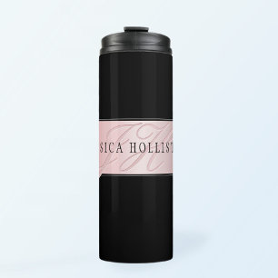 Elegante Blush Nep Rose Goud   Naam & Initialen Thermosbeker