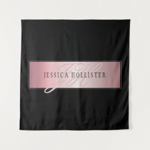 Elegante Blush Nep Rose Goud   Naam & Initialen Wandkleed