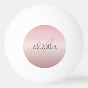 Elegante Blush Nep Rose Goud Naam & Monogram Pingpongbal