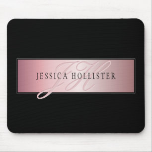 Elegante Blush Nep Rozen Goud Naam & Initialen Muismat