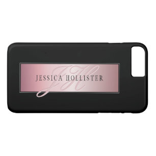Elegante Blush Neprozen Roze Goud Naam & Initial iPhone 8/7 Plus Hoesje